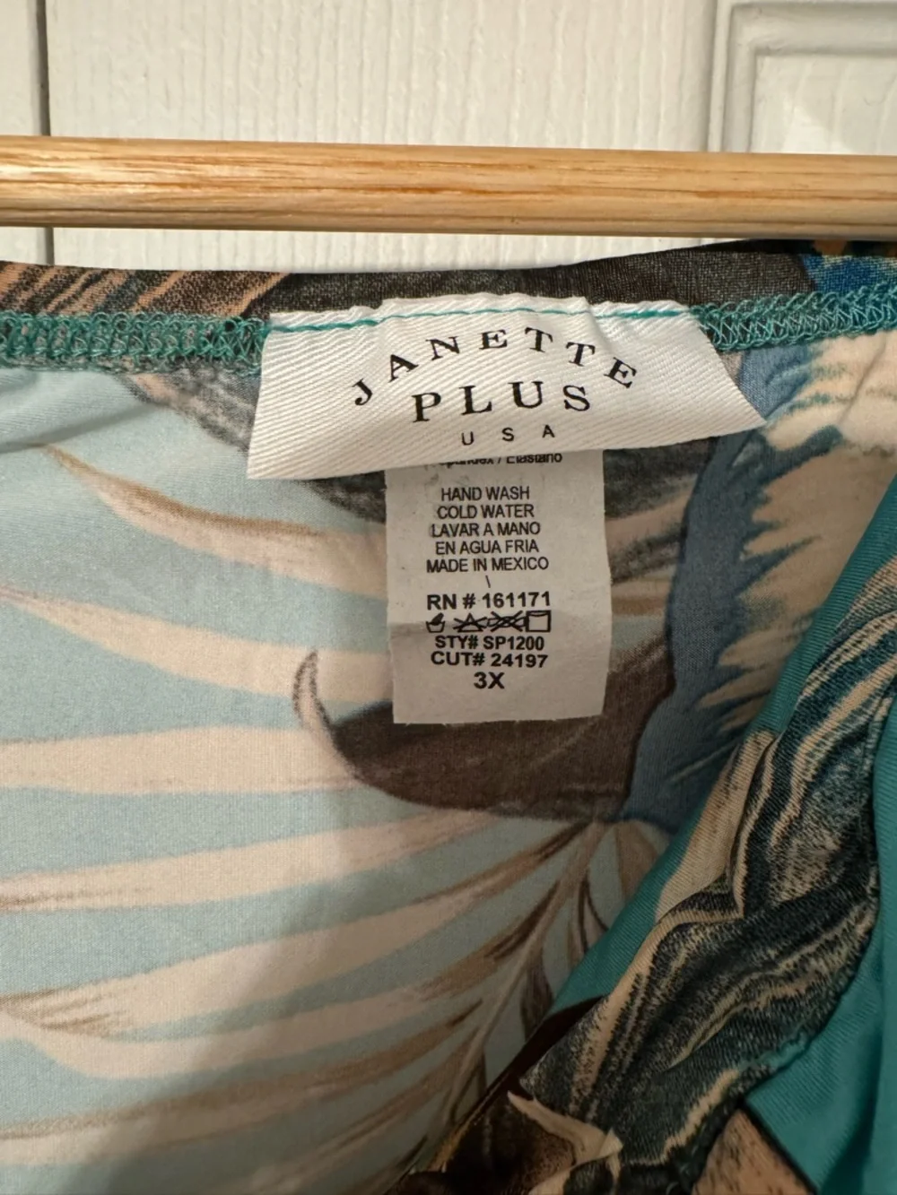 Janette Plus Turquoise Tropical Strapless Romper with Palm Print - Picture 3 of 4